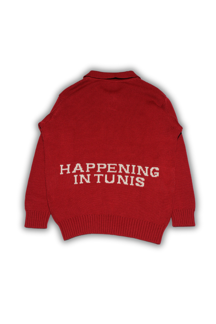 The Red Happening in Tunis knitted polo
