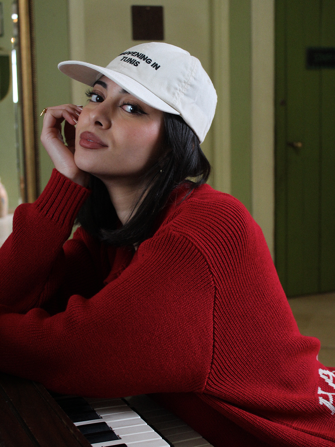 The Red Happening in Tunis knitted polo