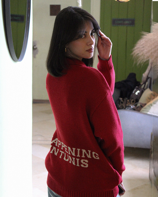 The Red Happening in Tunis knitted polo